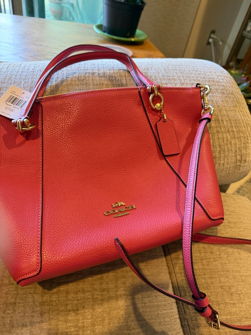 Coach strawberry haze Pink Pebbled Leather Satchel with Gold HW detachable strap - Picture 11 of 12